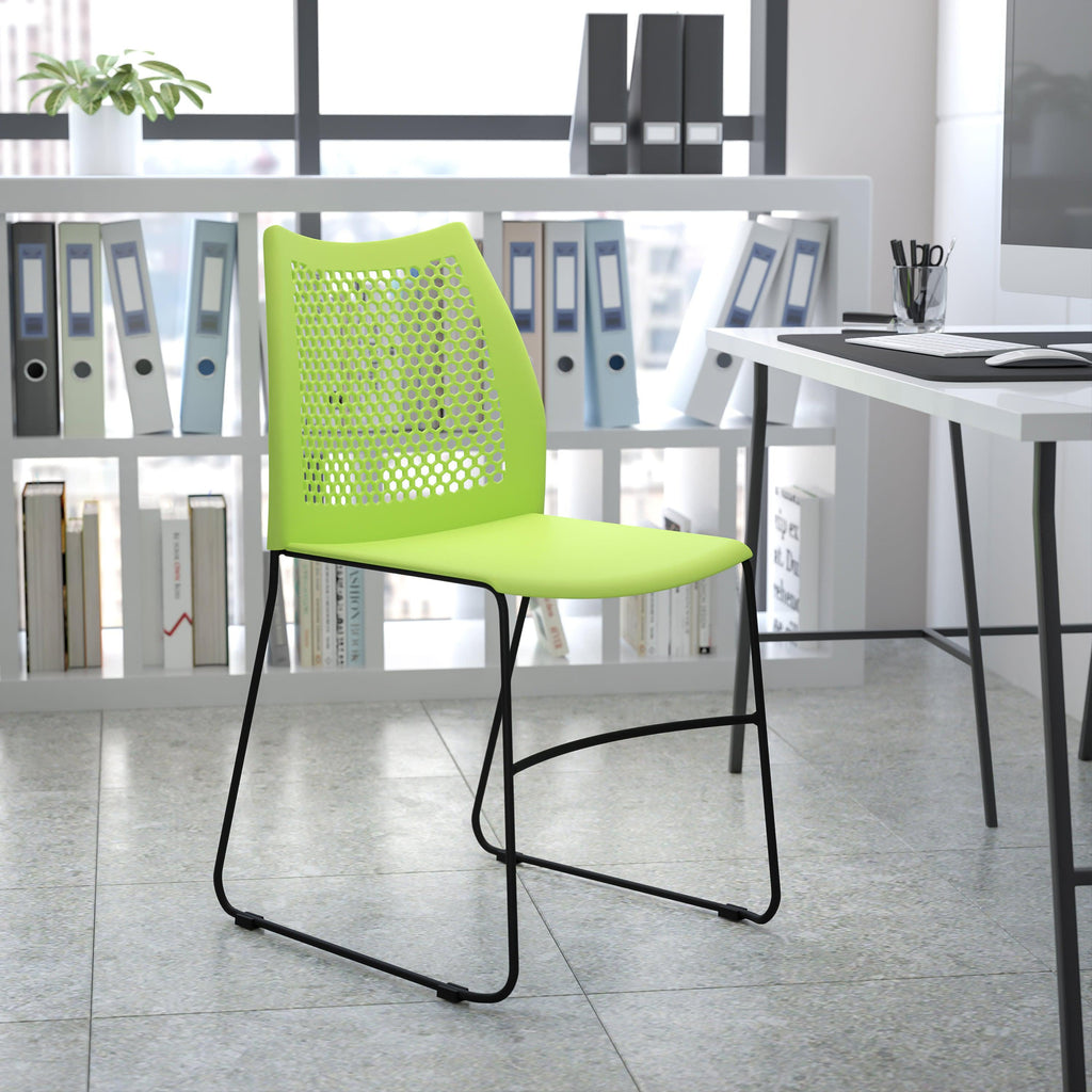 FLASH Hercules Series Stack Chair Air-Vent Back Powder Coated Sled Base