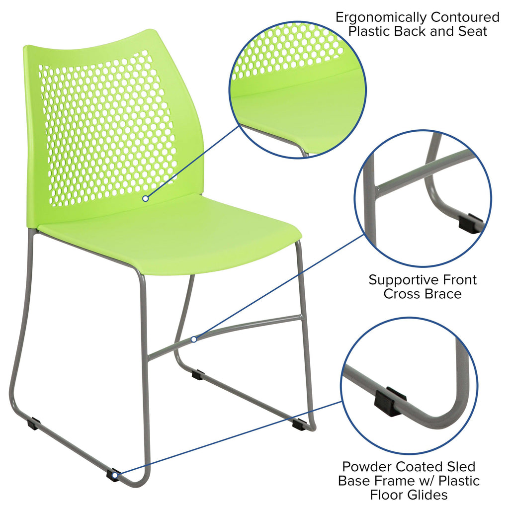 FLASH Hercules Series Stack Chair Air-Vent Back Powder Coated Sled Base
