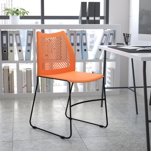FLASH Hercules Series Stack Chair Air-Vent Back Powder Coated Sled Base