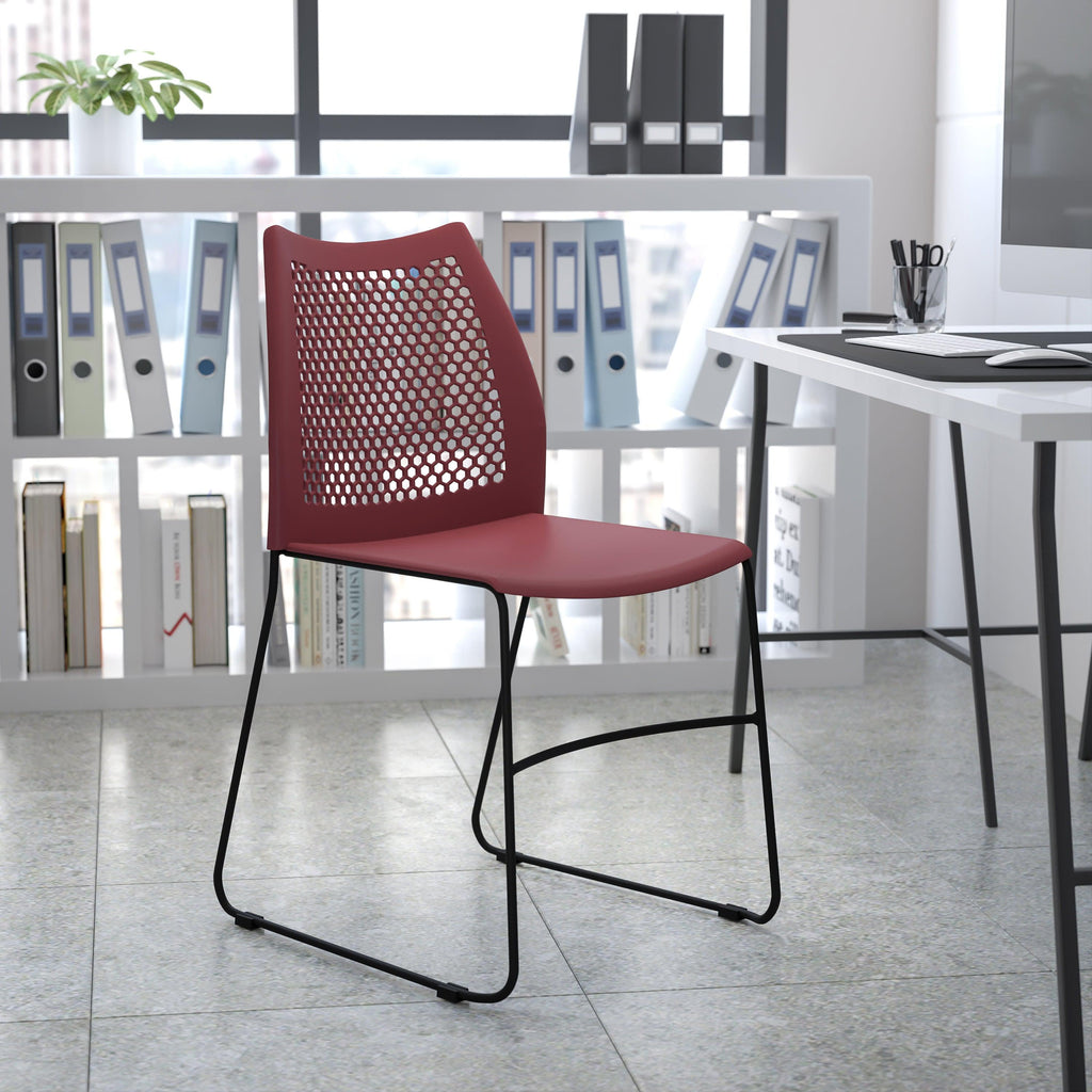 FLASH Hercules Series Stack Chair Air-Vent Back Powder Coated Sled Base