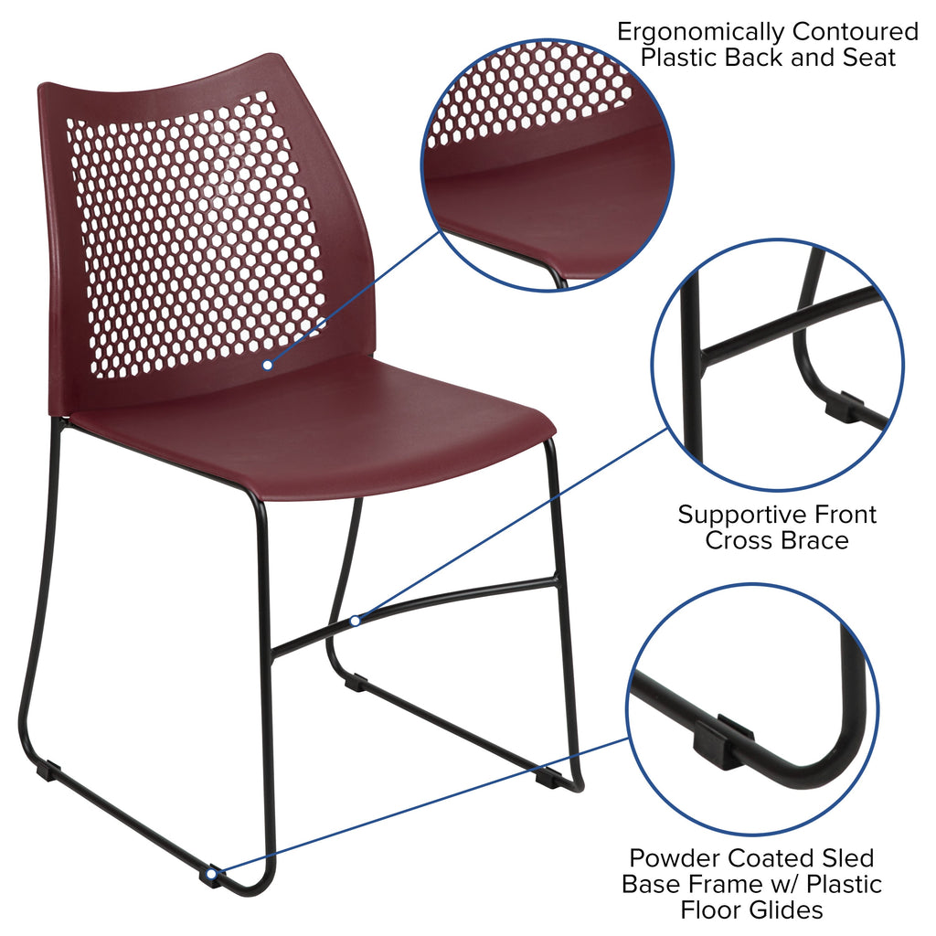 FLASH Hercules Series Stack Chair Air-Vent Back Powder Coated Sled Base