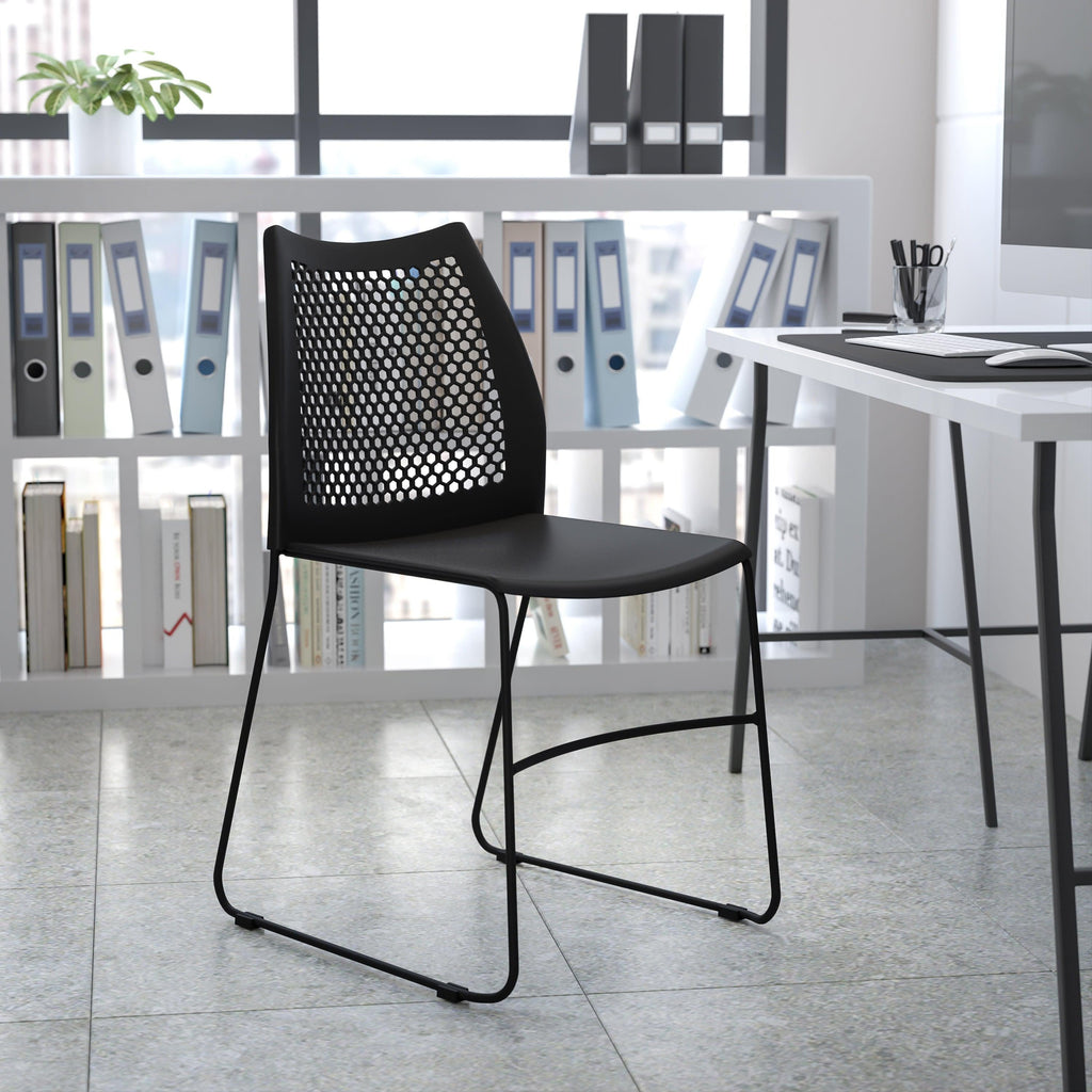 FLASH Hercules Series Stack Chair Air-Vent Back Powder Coated Sled Base