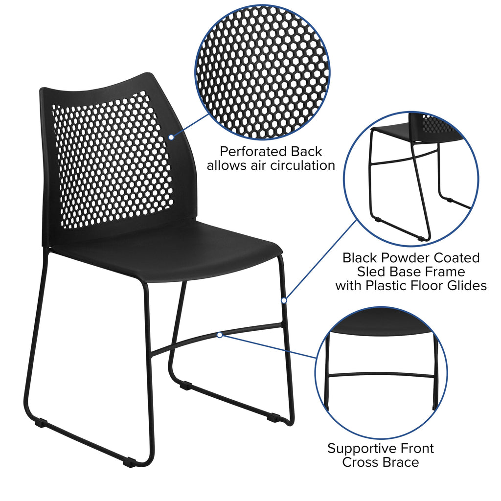 FLASH Hercules Series Stack Chair Air-Vent Back Powder Coated Sled Base