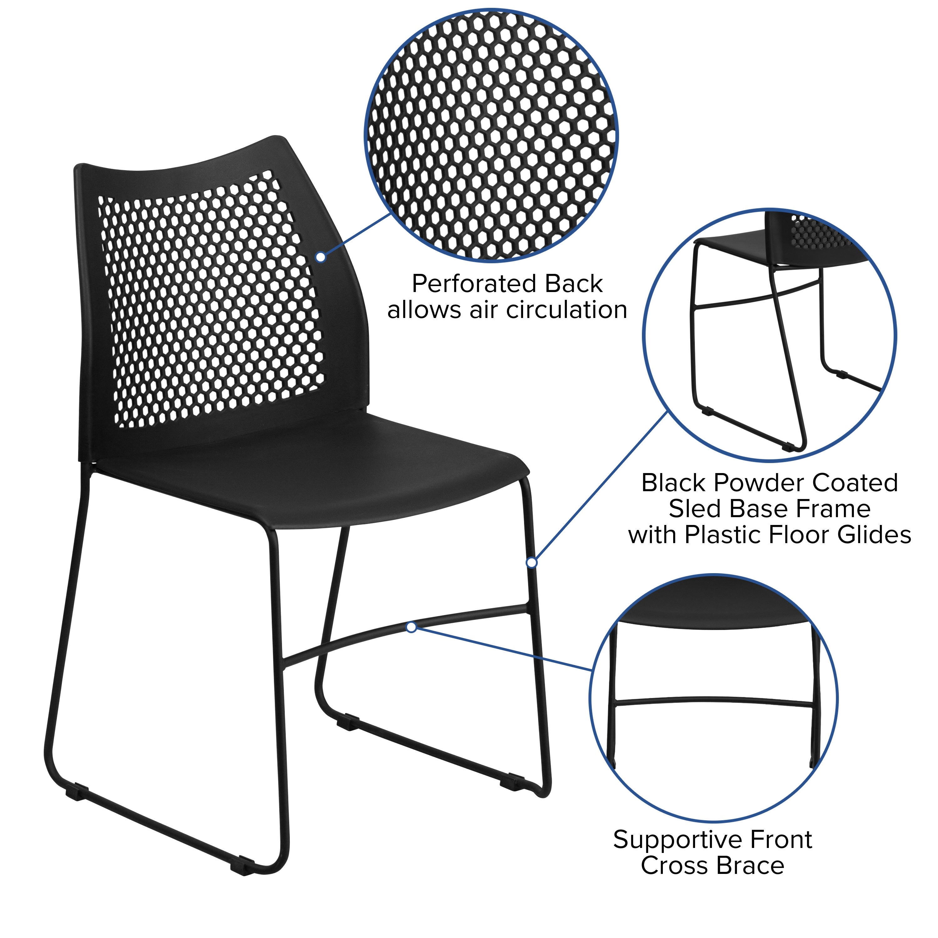 FLASH Hercules Series Stack Chair Air-Vent Back Powder Coated Sled Base