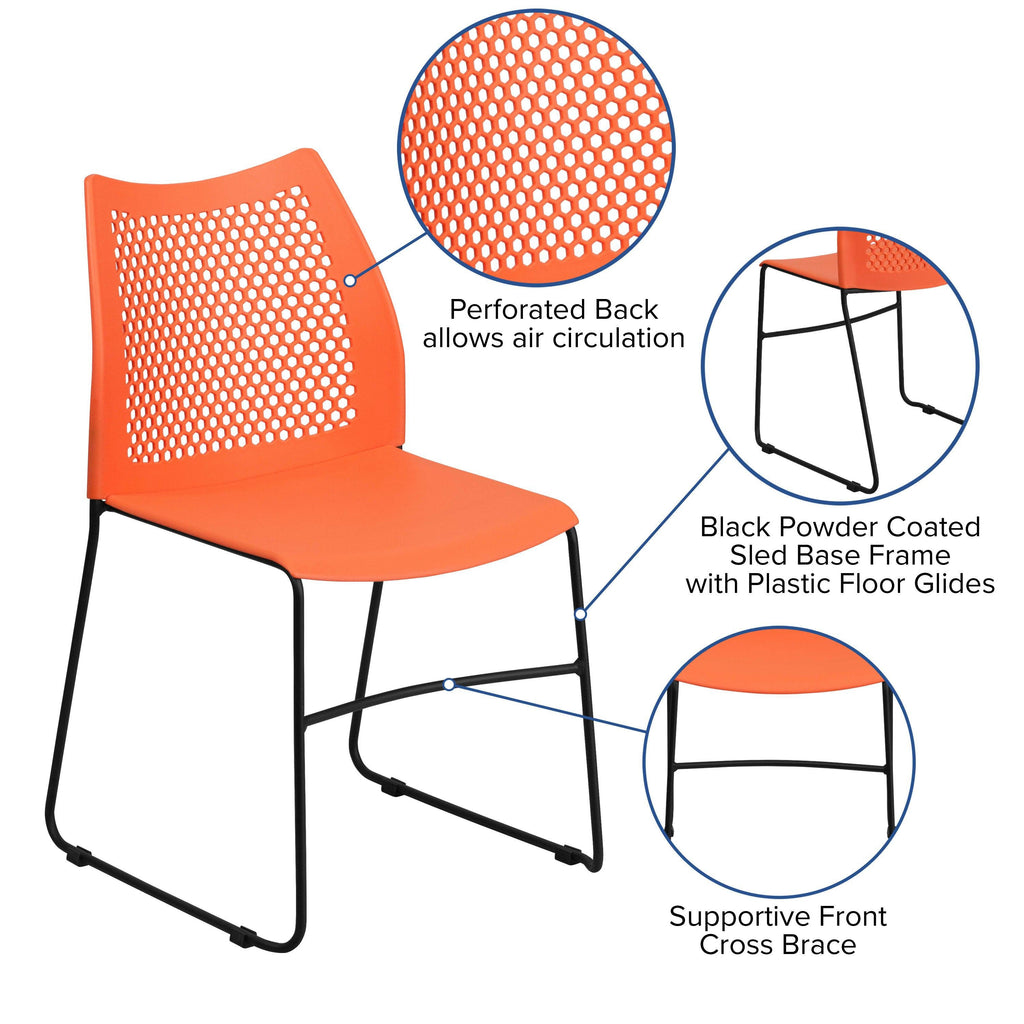 FLASH Hercules Series Stack Chair Air-Vent Back Powder Coated Sled Base