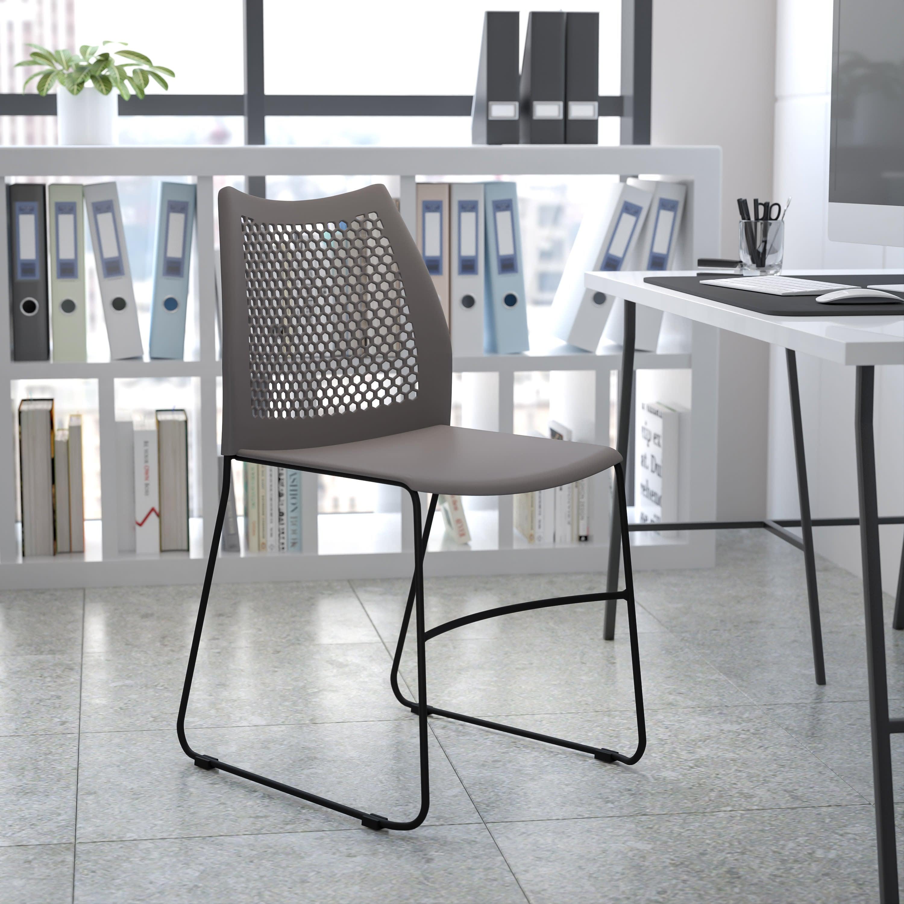 FLASH Hercules Series Stack Chair Air-Vent Back Powder Coated Sled Base