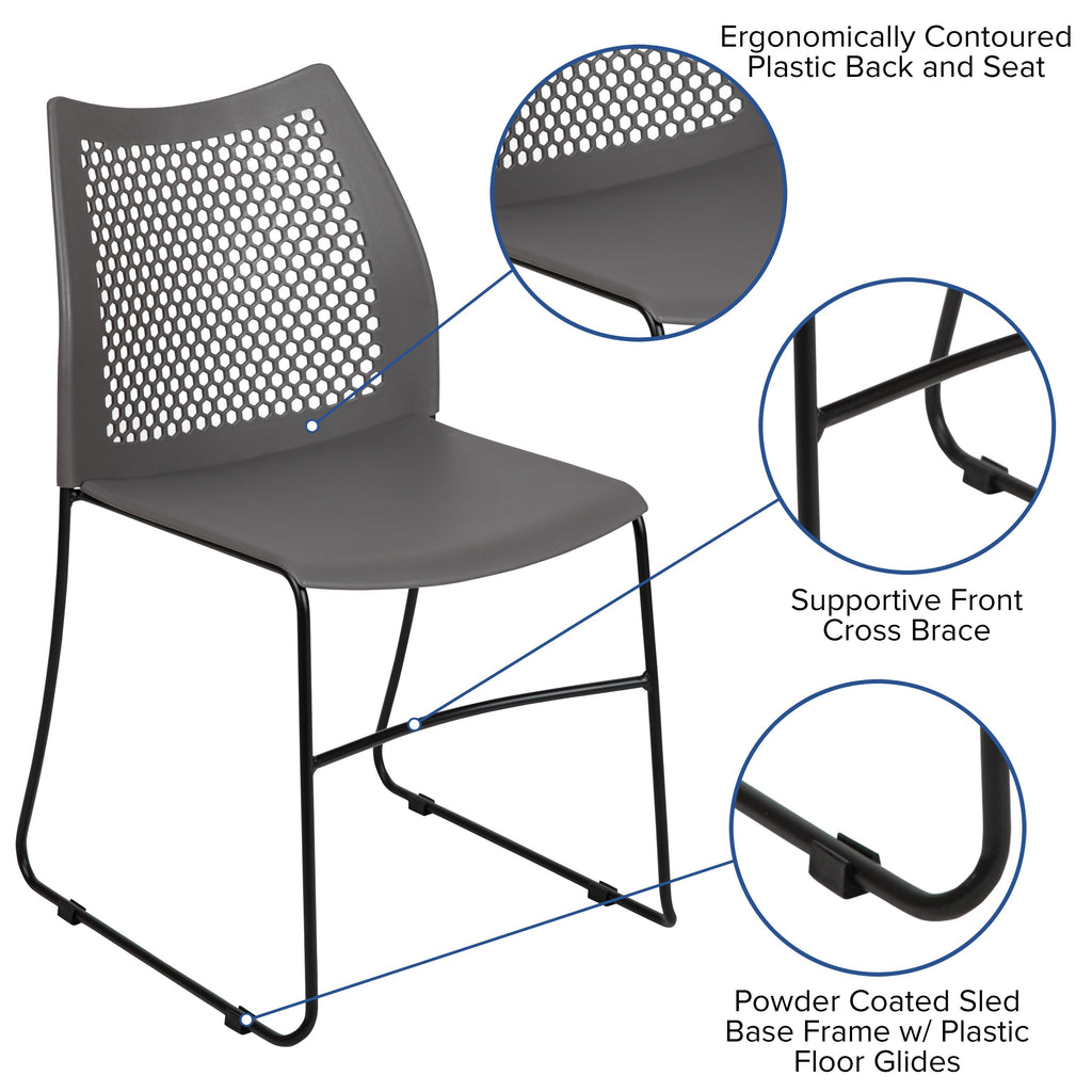 FLASH Hercules Series Stack Chair Air-Vent Back Powder Coated Sled Base