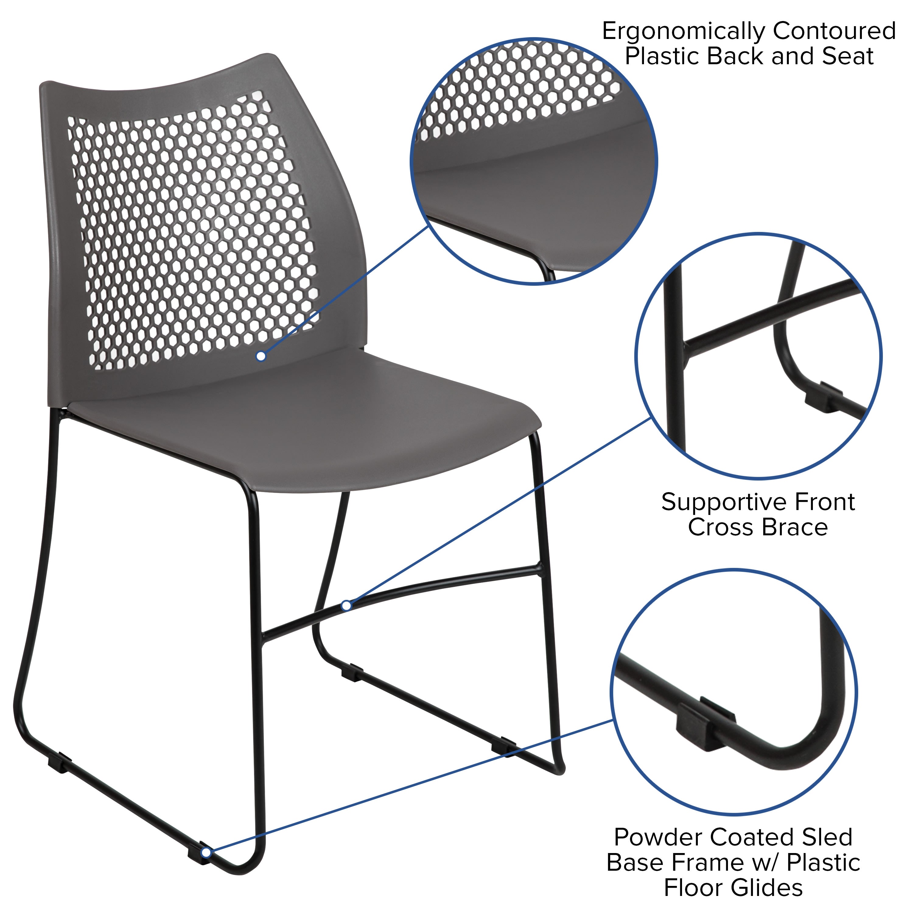 FLASH Hercules Series Stack Chair Air-Vent Back Powder Coated Sled Base