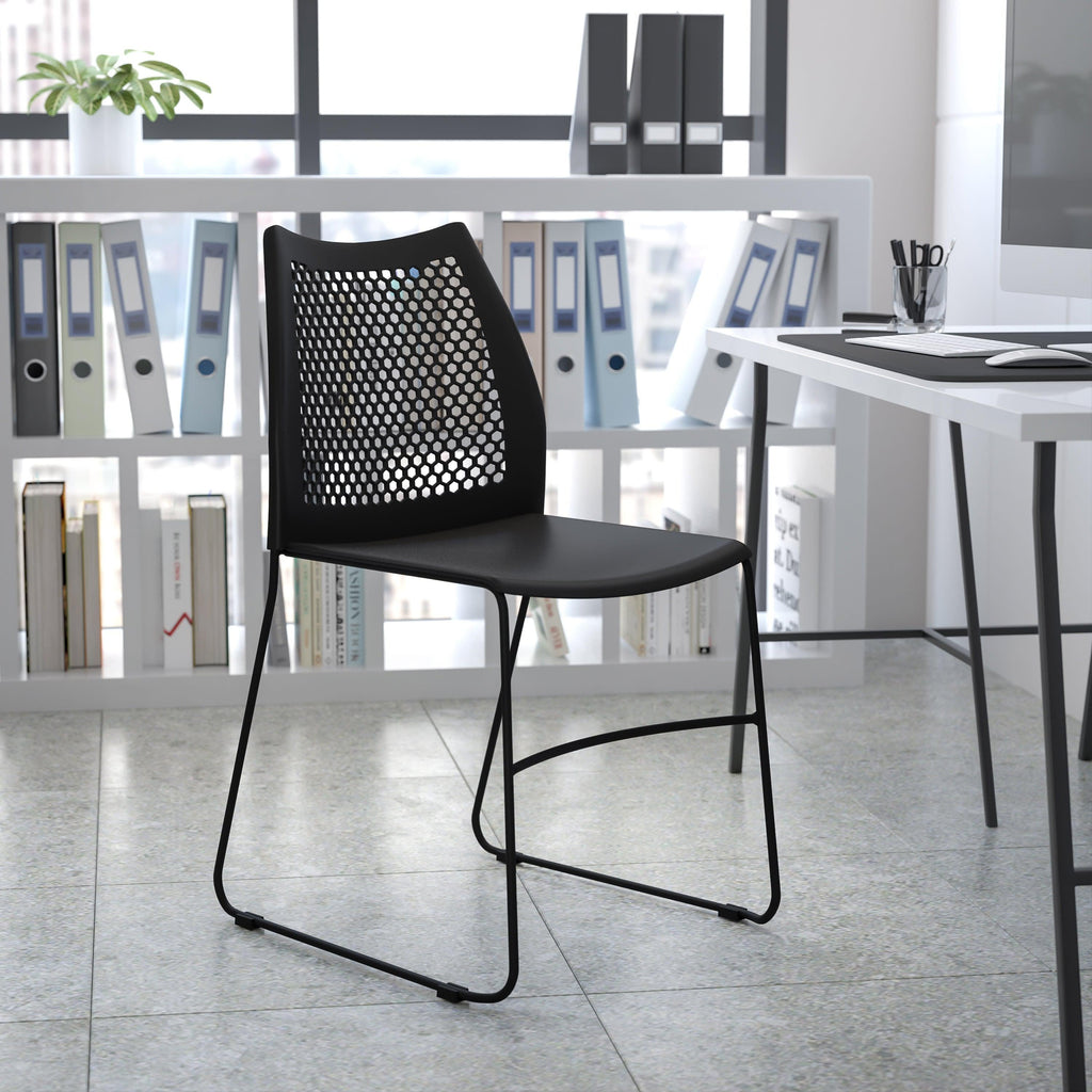 FLASH Hercules Series Stack Chair Air-Vent Back Powder Coated Sled Base