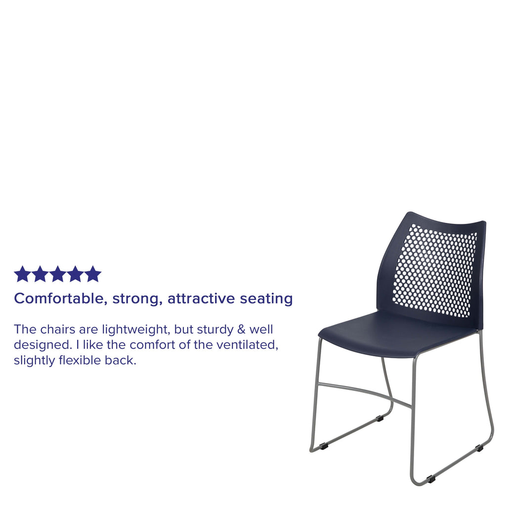 FLASH Hercules Series Stack Chair Air-Vent Back Powder Coated Sled Base