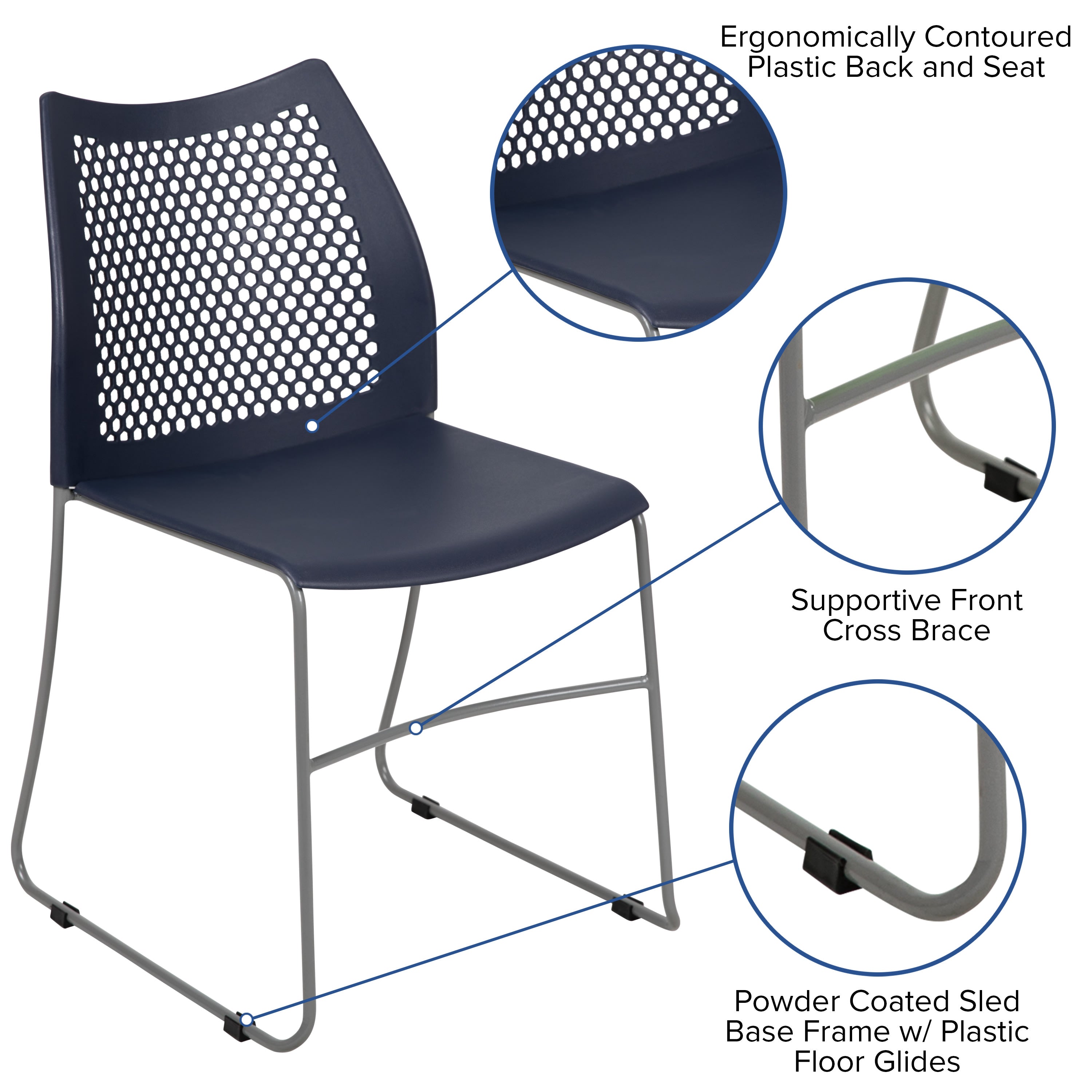 FLASH Hercules Series Stack Chair Air-Vent Back Powder Coated Sled Base